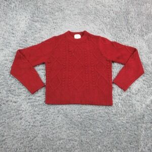 Cosmic Blue Love Sweater Pullover Womens M Red Cable-Knit Crew Neck Raglan NWT